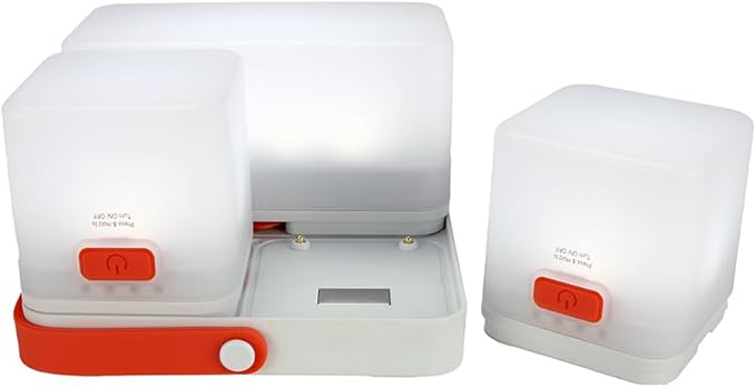 LuminAID Trio Solar Cube Lanterns with Phone Charger - LED Lamp for Camping, Hiking, and Travel - Emergency Light for Power Outages, Hurricane, Survival Kits