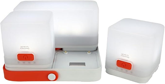 LuminAID Trio Solar Cube Lanterns with Phone Charger - LED Lamp for Camping, Hiking, and Travel - Emergency Light for Power Outages, Hurricane, Survival Kits