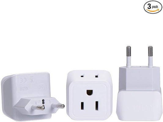 Ceptics Turkey, Egypt, Iceland Travel Adapter Plug - Type C - Europe - 2 In 1 - Light Weight - Perfect for Cell Phones, Chargers, Cameras and More