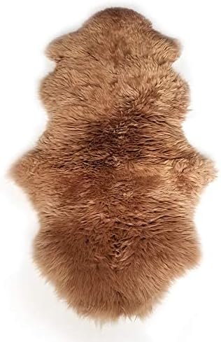 WL&ALLEN Large Sheepskin Rug Genuine Thick and Lush 3 Inch Pile，Luxury Australian Pelts |Large Sheepskin Wool Area Rugs (Single & a Half Pelt 2'6" x 5‘，Light Brown)…