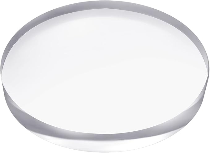 CiaoHER 1in Thickness 8in Diameter Acrylic Disc Display Block Clear Polished Round Pedestal Stand Riser 8" x 8" x 1", 1 Pack