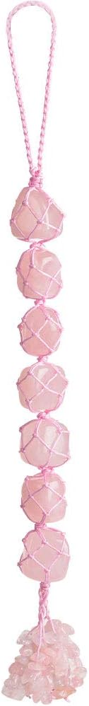 Healing Crystals Home Interior Decoration Car Hanging Ornaments Good Luck Home Decor for Reiki Healing Good Luck Feng Shui Decorations (Rose Quartz)