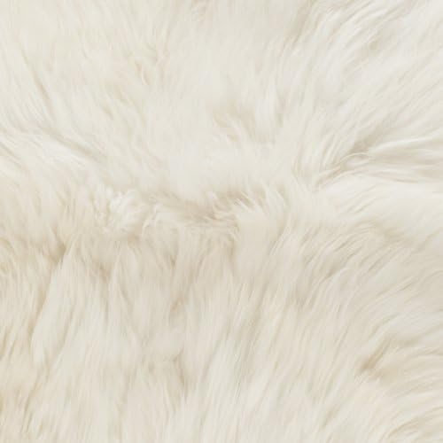 SAFAVIEH Sheep Skin Collection Area Rug - 6' Square, Natural & White, Handmade Rustic Glam Genuine Pelt, 3.4-inch Thick Ideal for High Traffic Areas in Living Room, Bedroom (SHS211A)