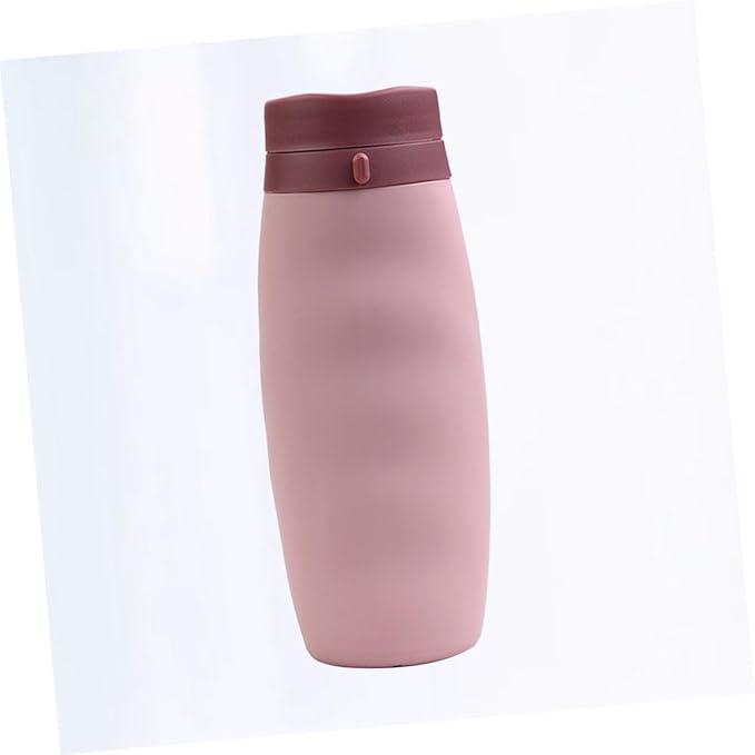 SUPVOX Portable Collapsible Silicone Water Bottle Foldable Sports Kettle for Outdoor Activities Travel Hiking Camping Cycling Pink