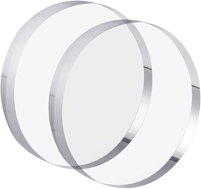 CiaoHER 1in Thickness 6in Diameter Acrylic Disc Display Block Clear Polished Round Pedestal Stand Riser 6" x 6" x 1", 2 Pack