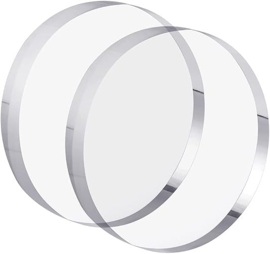 CiaoHER 1in Thickness 6in Diameter Acrylic Disc Display Block Clear Polished Round Pedestal Stand Riser 6" x 6" x 1", 2 Pack