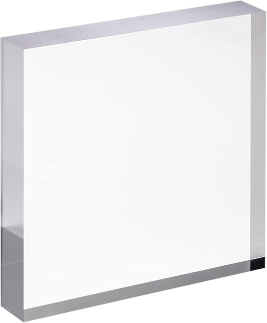 CiaoHER 1in Thickness 6in Square Acrylic Cube Display Block Clear Polished Pedestal Stand Riser Solid Base 6" x 6" x 1", 1 Pack