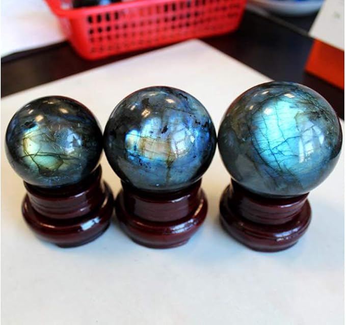 Natural Healing Crystal Labradorite Gemstone Sphere Ball 70mm for Reiki Balancing Meditation Energy Home and Office Decoration (7cm, Labradorite)