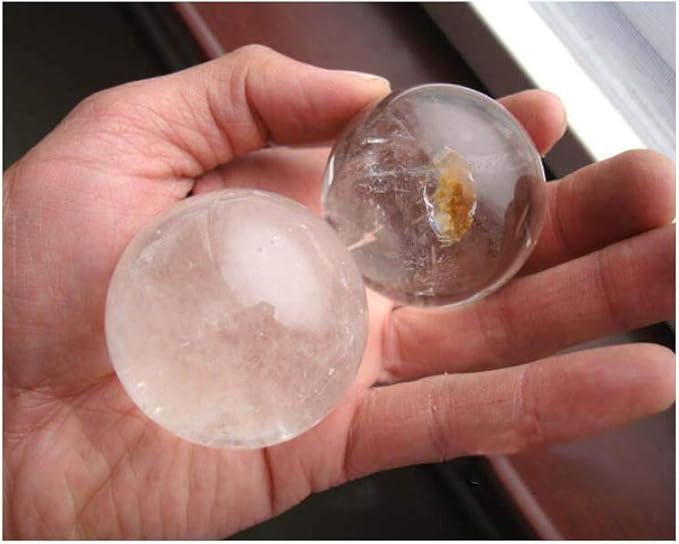 StoneStory Natural Clear Quartz Healing Crystal Sphere Ball for Reiki Balancing Meditation Energy Home and Office Decoration (5.5-6.5cm, White Crystal)