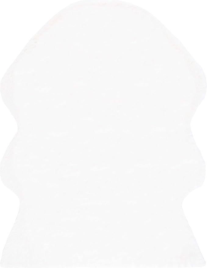 SAFAVIEH Faux Sheep Skin Collection Area Rug - 5' x 7', Ivory, Silken Glam Design, Non-Shedding & Easy Care, 2.35-inch Thick Ideal for High Traffic Areas in Living Room, Bedroom (FSS115A)