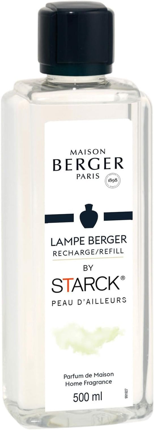 MAISON BERGER Peau d'Ailleurs Lampe Berger Refill, 500 ml (16.9 fl oz), Odor-Neutralizing Home Fragrance Oil Lamps, Green Notes, Mineral Accords, Violet Leaf, Iris, Made in France