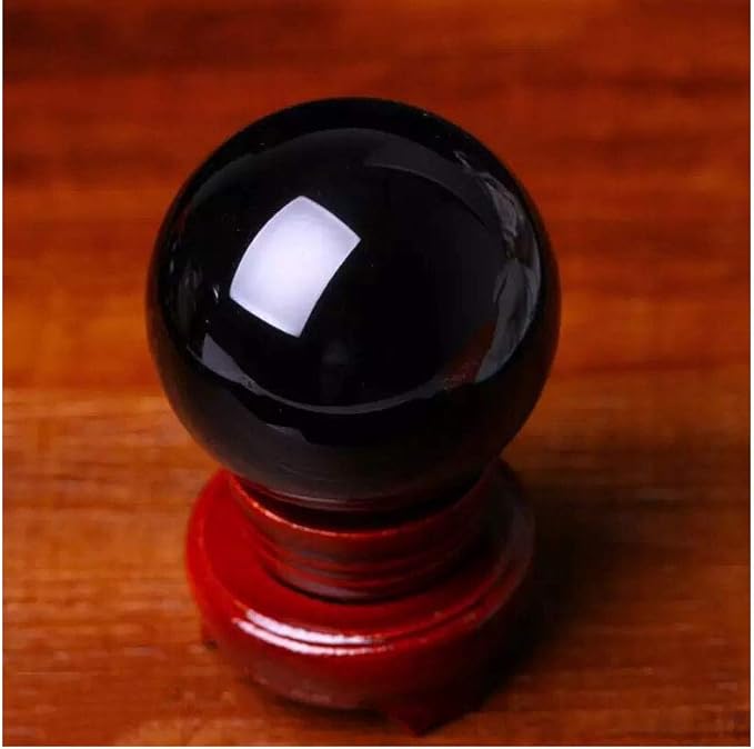 Natural Black Obsidian Healing Crystal Gemstone Sphere Ball for Reiki Balancing Meditation Energy Home and Office Decoration 60mm 300grams (6cm, Obisdian)