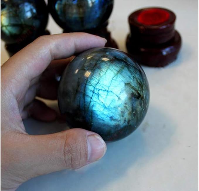 Natural Healing Crystal Gemstone Sphere Ball for Reiki Balancing Meditation Energy Home and Office Decoration (5cm, Labradorite)