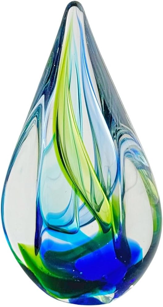 Yao Yuan Hand Blown Glass Sculpture Decor, Paperweight for Office Desk, Modern Glass Art Figurines Mediterranean Beach House Decor, Living Room Coffee Shelves Table Top Decoration