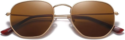 MEETSUN Polarized Hexagon Sunglasses for Women Men Polygon Square Sun Glasses UV400 Protection Metal Frame
