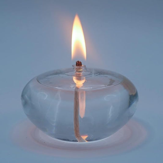 Refillable Liquid Petite Oil lamp - Sturdy Borosillicate Glass Oil Candle (Oval)