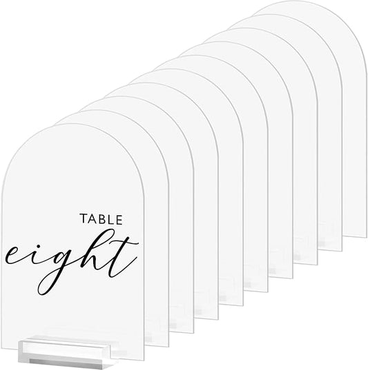 5x7 Inch Frosted Arch Acrylic Sign with Clear Stand-10 Pack Blank Frosted Arch Table Signs with Holder, DIY Arched Acrylic Sign Blank for Wedding Table Numbers