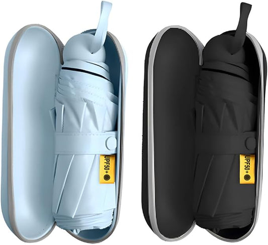 TOPSAIL Mini Umbrella Compact for Travel, UV Sun Protection(UPF50+), Waterproof for Light Rain, Suitable for Women & Kids With a Case, Manual 6k Folding Small Pocket Size Ufor Backpack/Purse