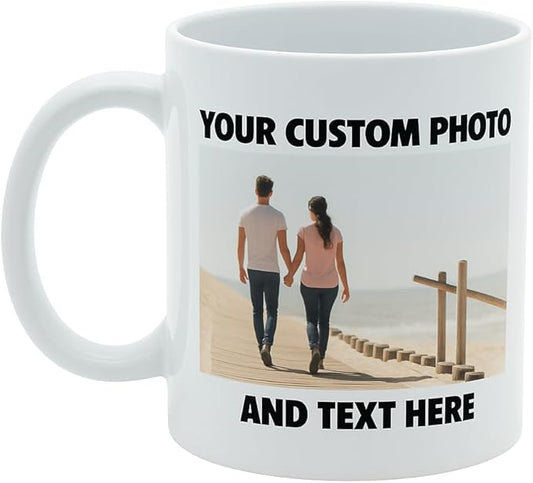 Personalized Coffee Mug | Custom Photo, Text, or Logo Cup (11oz, White Rim, Inner, and Handle) |Dishwasher & Microwave Safe |Unique Gift for Men & Women –Taza Personalizada