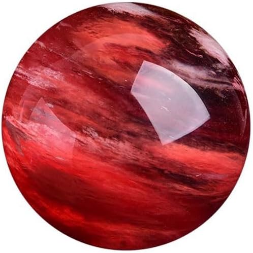 Natural Red Melting Healing Crystal Gemstone Sphere Ball for Reiki Balancing Meditation Energy Home and Office Decoration (6cm, Artificial Crystal)