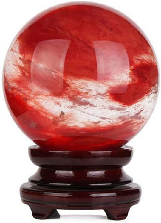Natural Red Melting Healing Crystal Gemstone Sphere Ball for Reiki Balancing Meditation Energy Home and Office Decoration (7cm, Artificial Crystal)
