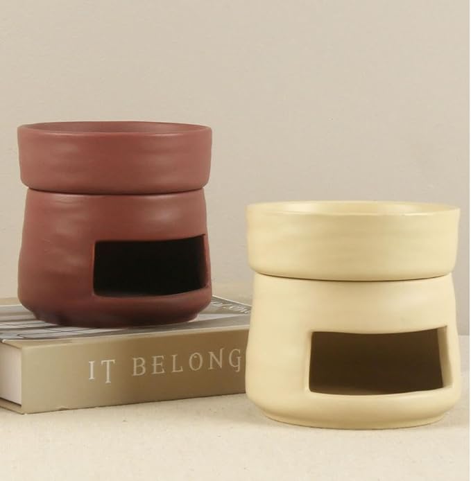 Ceramic Essential Oil Burner Tealight Candle Holder Decorative Aroma Diffuser Separable Yellow