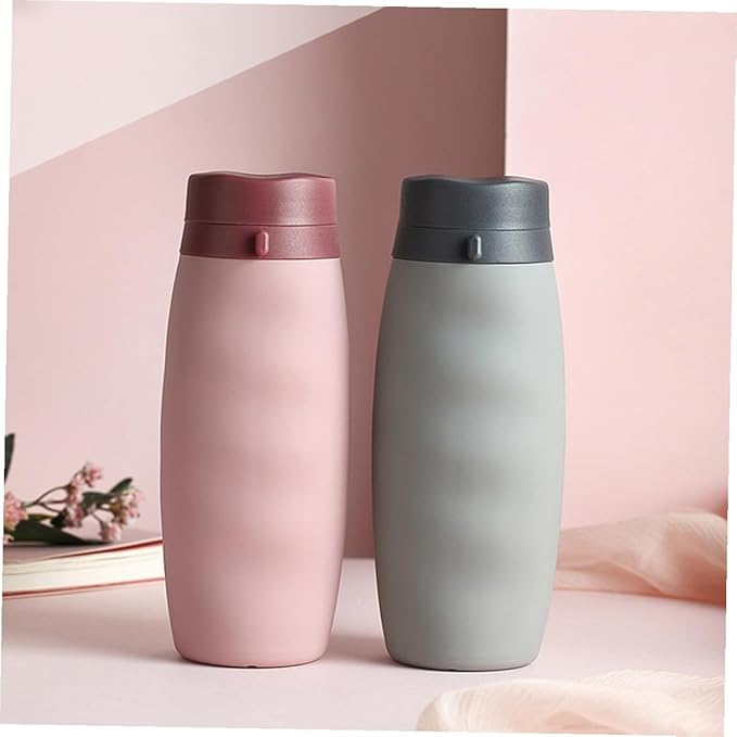 POPETPOP Portable Foldable Water Bottle Lightweight Silicone Sports Kettle for Outdoor Travel Hiking Camping Pink