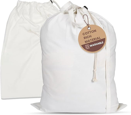 LFH Home Cotton Canvas Extra Large Laundry Bag with Handle, Heavy Duty Drawstring Closure Washable Laundry Bags School Travel, Home, Hotel, College Dorm, Organizer Sack, Toys 28x36-White Thanks Giving