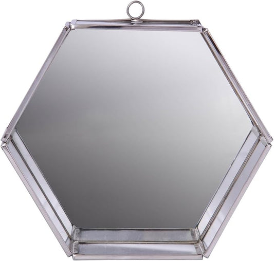HomeRoots 8" Silver Hexagon Steel Framed Accent Mirror