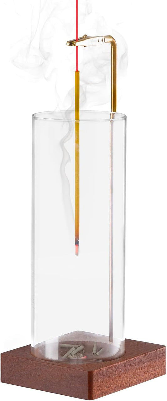 Incense Holder for Sticks, Insence-Stick Holder Ash Catcher with Removable Glass [Anti-Ash Flying], Mess-Free Incense Burner Holder, Perfect for Meditation Yoga Relaxation,Home Decor