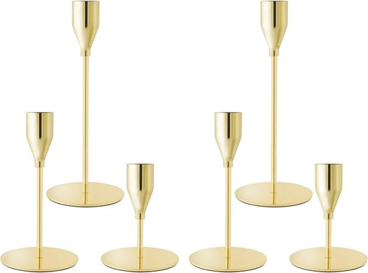 Gold Taper Candle Holders for Wedding Table Centerpiece,Tall Taper Candlestick Holders Bulk Set of 6,Metal Candle Stick Holder for Table or Mantel Centerpiece,Dinning,Festival,Party Home Decor