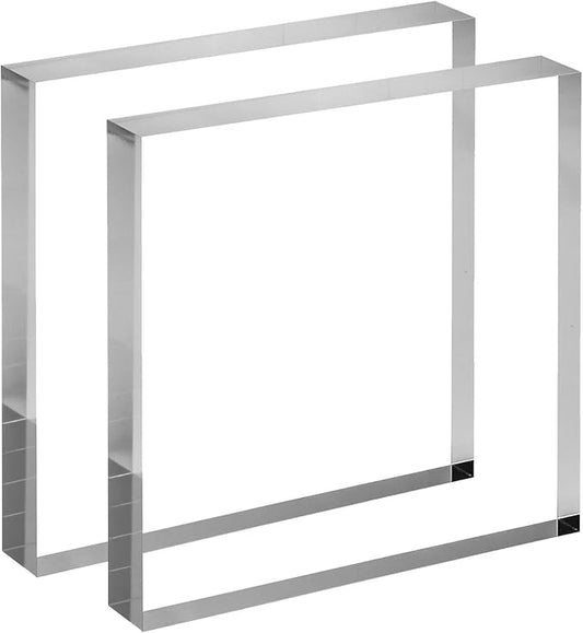 CiaoHER 1in Thickness 7in Square Acrylic Cube Display Block Clear Polished Pedestal Stand Riser Solid Base 7" x 7" x 1", 2 Pack