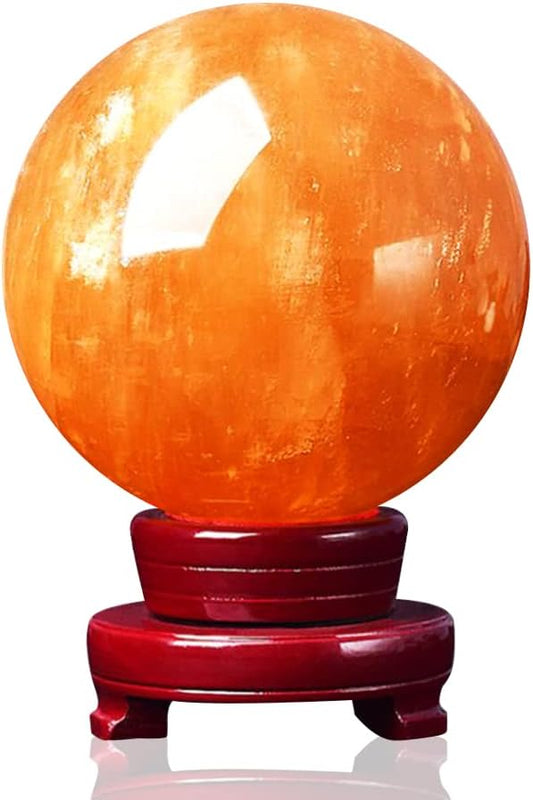 4 inch Natural Citrine Crystal Sphere Ball Feng Shui Ornament+Stand and One Free Bracelet (2.5inch|(65mm))