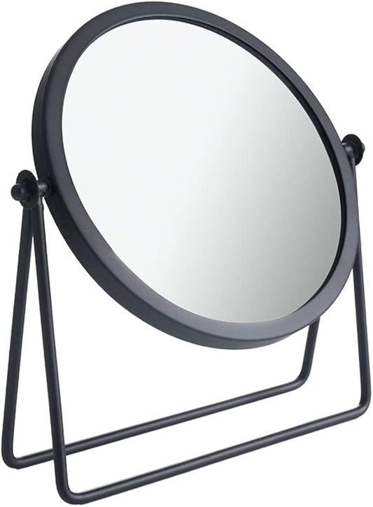 LONGSHENG - SINCE 2001 - Vintage Metal Cosmetic Mirror - Round Beauty Mirror - 6.49 inch for Dresser Vanity Table Desk - Black