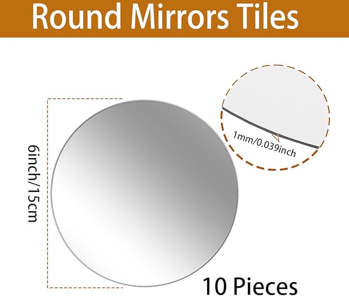10PCS Small Round Mirrors for Centerpieces, 6inch Circle Mirror Centerpieces for Tables, Small Mirror Tiles for Wall Table Wedding Centerpiece Mirrors Plates for Candle Tray Decorations DIY Craft
