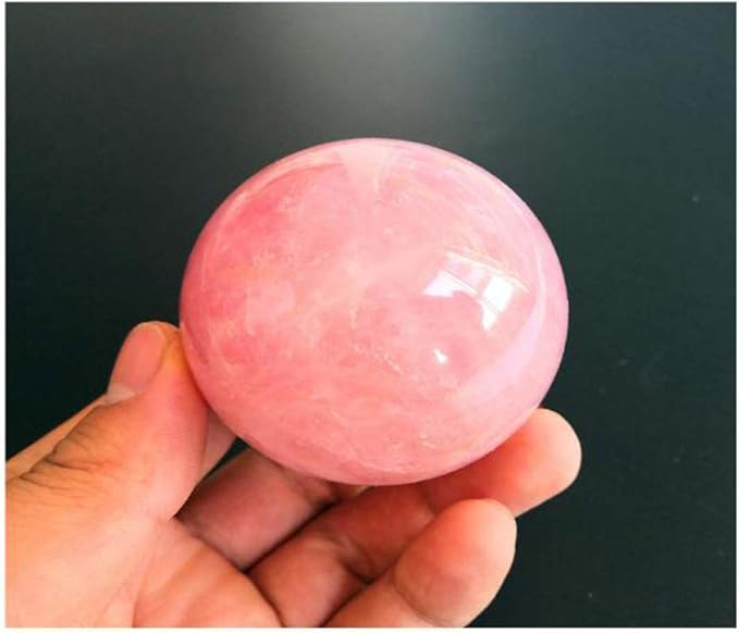 Natural Rose Quartz Healing Crystal Gemstone Sphere Ball for Reiki Balancing Meditation Energy Home and Office Decoration (4-4.5cm, Rose Quartz)