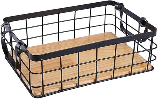Cabilock Sturdy Iron Wire Basket Decorative Bread Display Basket Handle for Kitchen Home Decor