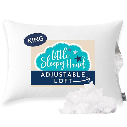 Little Sleepy Head King Pillow for Sleeping – Adjustable Loft Bed Pillow with Hypoallergenic Down-Like Fill, Hotel Quality Comfort, Soft or Firm Support – King Size Pillow 1 Pack, 20x36