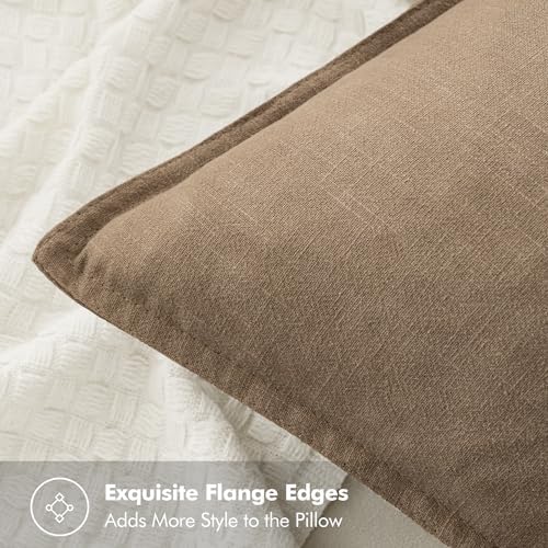 MIULEE Neutral Navy Linen Pillow Covers Pack of 4 Christmas Decorative Natural Throw Pillow Covers Soft Accent Boho Farmhouse Couch Pillowcases Coastal Home Decor for Living Room Bed Sofa 20x20 Inch
