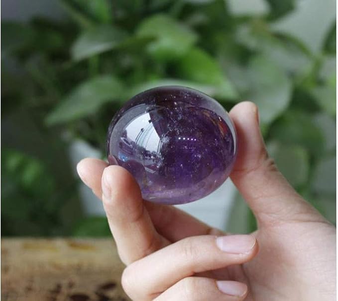 StoneStory Natural Amethyst Healing Crystal Sphere Ball Gemstone for Reiki Balancing Meditation Energy Home and Office Decoration 45mm 150grams (4.5cm, Amethyst)