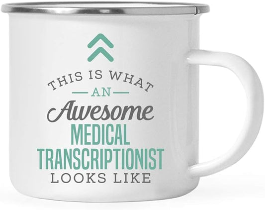 Andaz Press 11oz. Stainless Steel Campfire Coffee Mug Gift, This is What an Awesome Medical Transcriptionist Looks Like, 1-Pack, Birthday Gift Ideas Coworker Him Her, Includes Gift Box