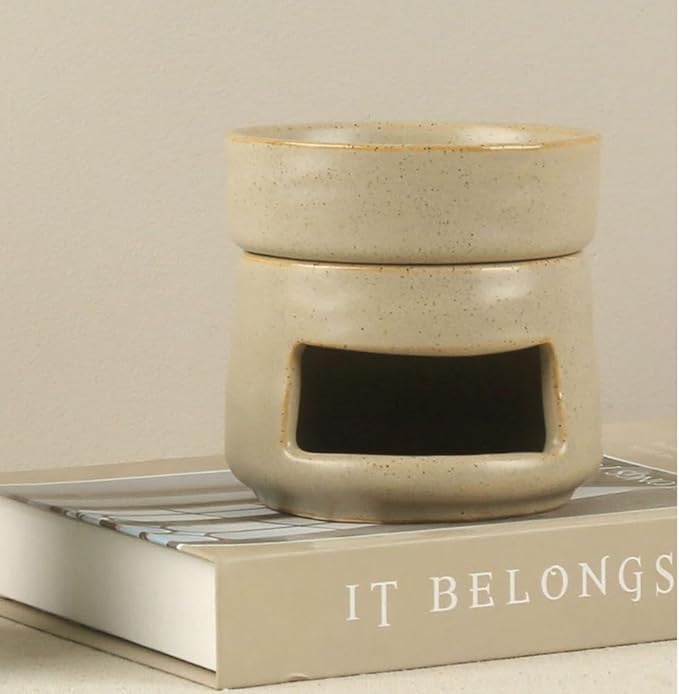 Ceramic Essential Oil Burner Tealight Candle Holder Decorative Aroma Diffuser Separable Brown