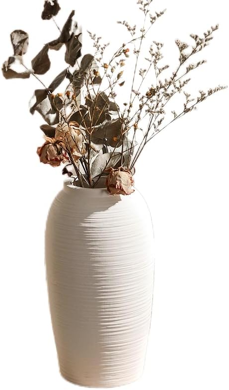 Rustic Ceramic Vase, Simple Flower Vase for Home Decoration, 9.45 Inches, One Piece for Living Room, Office Wedding, Hotel Decor.