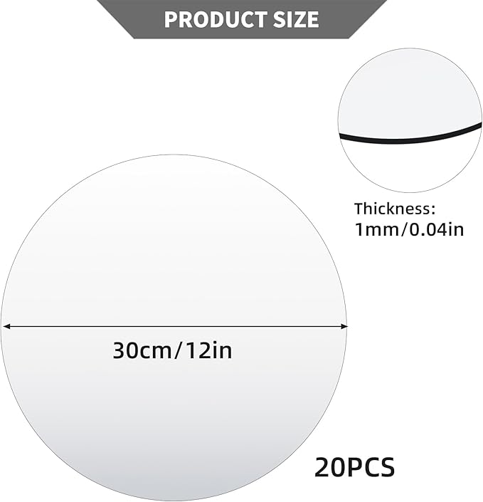 20 Pack Round Mirror Centerpieces for Tables, No Glass AcrylicCircle Mirror Table Centerpieces Mirror Tray Candle Plates for Wedding Table DecorationChristmas Home Decor (12inch)