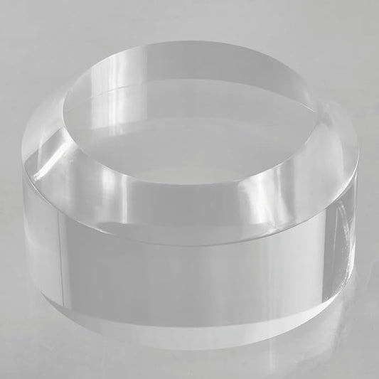 CiaoHER 2in Thickness Acrylic Disc Display Block Clear Polished Round Pedestal Stand Riser (5'' x 2'')