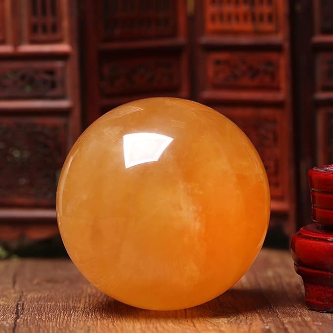 4 inch Natural Citrine Crystal Sphere Ball Feng Shui Ornament+Stand and One Free Bracelet (3.14inch(80mm))
