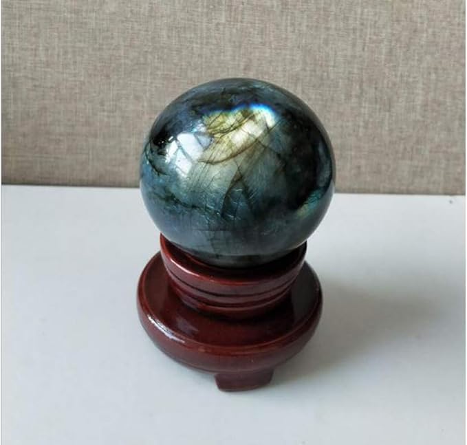 StoneStory Natural Labradorite Healing Crystal Sphere Ball Gemstone for Reiki Balancing Meditation Energy Home and Office Decoration (6cm, Labradorite)