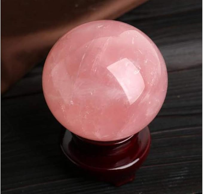 Natural Rose Quartz Healing Crystal Gemstone Sphere Ball for Reiki Balancing Meditation Energy Home and Office Decoration (4-4.5cm, Rose Quartz)