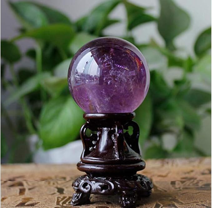 Natural Amethyst Healing Crystal Gemstone Sphere Ball for Reiki Balancing Meditation Energy Home and Office Decoration 50mm 200grams (5cm, Amethyst)