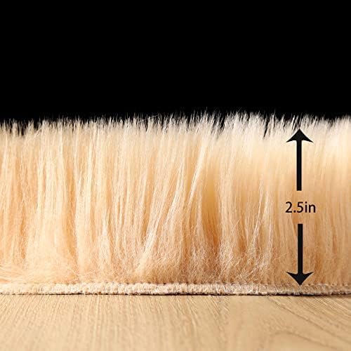 Faux Fur Rug Runner 2x6 ft Brown - Machine Washable Super Soft Plush Shaggy Fluffy Area Carpet,Sheepskin Rug Fuzzy Floor Mat for Bedroom, Sofa,Living Room, Bedside, Nursery & Kids Room